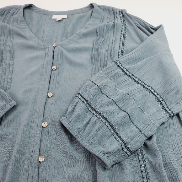 J. Jill Blouse long sleeve Women Size XL V-neck relaxed Button Down - Picture 11 of 12